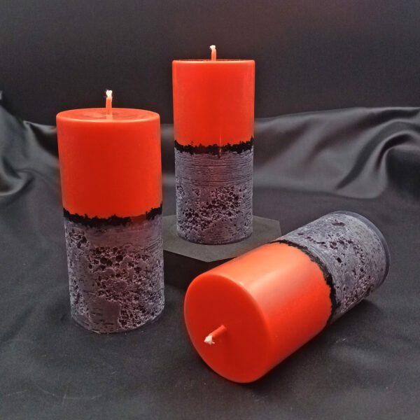 Bougies artisanales Halloween – piliers Alchimie orange et noir édition limitée 2025