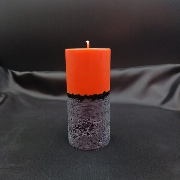 Bougies artisanales Halloween – pilier Alchimie orange et noir, édition limitée Halloween 2025