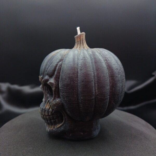 Bougie artisanale Halloween – crâne citrouille Jacquot Lanterne vue de côté