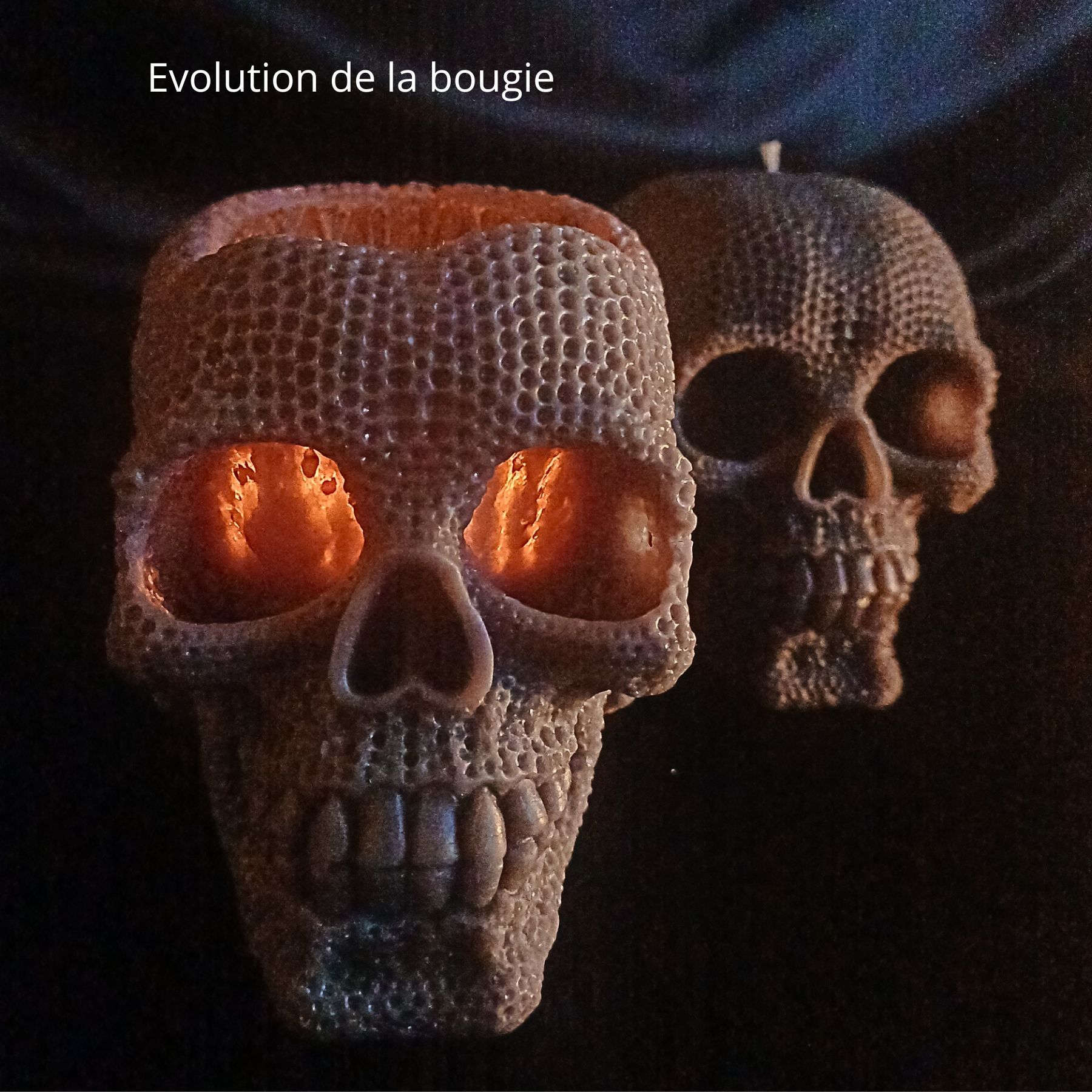 Bougies crâne Le Gardien - Bougie XXL, évolution de la bougie avec effet photophore